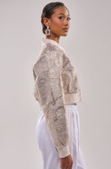 GOLDEN HOUR EMBELLISHED BROCADE BOMBER