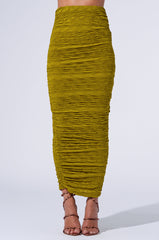 MAYBE NEXT TIME RUCHED MAXI SKIRT IN OLIVE