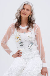 GABRIELLA EMBELLISHED MESH TOP