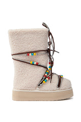 TIGHTROPES BEIGE SHERPA WITH BEADS FLAT BOOTIE
