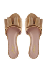 TIZZY RAFFIA FLAT BOW SANDAL