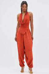 MAYAH WIDE LEG PLISSE PANT IN RED