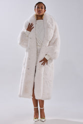 TSUNAMI FAUX FUR COAT IN WHITE