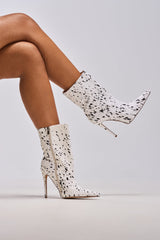 AZALEA WANG TYELOR WHITE BLACK PONY HAIR BOOTIE