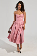 SITTING PRETTY FAUX LEATHER MIDI DRESS