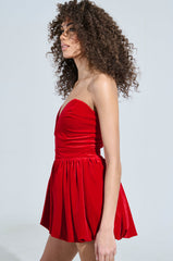 FEEL SOMETHING VELVET MINI DRESS IN RED