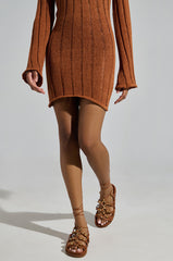 AZALEA WANG XYLA BROWN FAUX SUEDE SANDAL