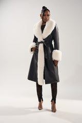 SNOW BUNNY FUR TRIM TRENCH