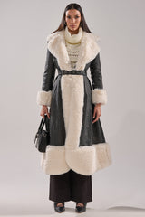 VIVIAN FUR TRIM TRENCH IN GREY