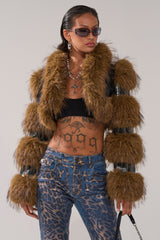 NEW LOVERGIRL ULTRA CROP FUR TRIM MOTO