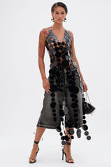 GLAMOROUS CHAIN DETAIL HALTER TOP