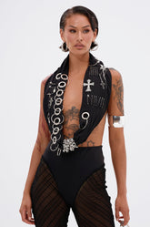 OVER EMBELLISHED HALTER TOP