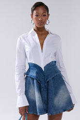 DONT NEED NOBODY DENIM MINI DRESS