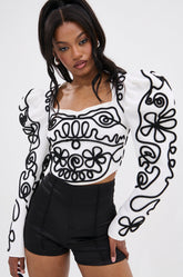 FRIEDA PUFF LONG SLEEVE CROPPED BLOUSE