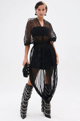 RIPPLING SHEER HALTER TOP