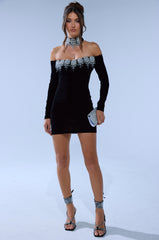 STAR OF THE NIGHT RHINESTONE MINI DRESS
