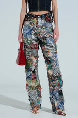 ODESSA RELAXED FIT PATCHWORK PANTS