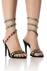 AZALEA WANG ABU BLACK EMBELLISHED COIL SANDAL
