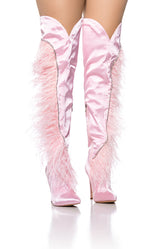 AZALEA WANG AOIFE PINK FEATHER BOOT