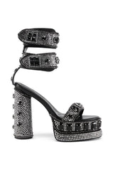 AZALEA WANG BAYOU BLACK RHINESTONE PLATFORM SANDAL