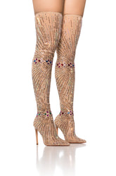AZALEA WANG CHEVELLE MESH EMBELLISHED BOOT IN MULTI