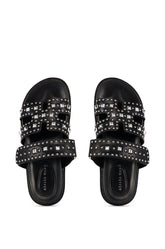 AZALEA WANG KEPLER BLACK EMBELLISHED SLIP ON SANDAL