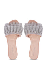 AZALEA WANG LENNAN SILVER EMBELLISHED FLAT SANDAL