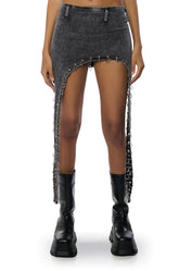 BAD TO THE BONE DARK DENIM MINI SKIRT