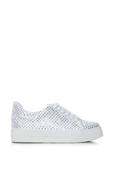 AZALEA WANG COPE 12 WHITE SPARKLE FLAT SLIP ON SNEAKER
