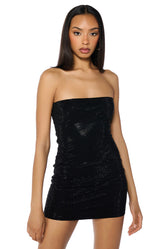 FANCY AND FUN RHINESTONE MINI DRESS IN BLACK