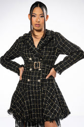 GEMMA BELTED TWEED MINI DRESS