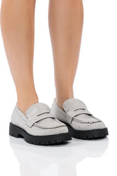 GENTLY EMBELLISHED LOAFER IN SILVER