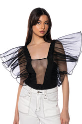 HARLOW BUTTERFLY SLEEVE MESH BODYSUIT