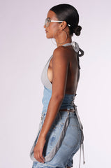 HOLLABACK GIRL HALTER NECK DENIM CORSET