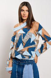 I SPY DENIM PATCHWORK OVERSIZED SHIRT