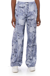 LOOK AGAIN DENIM GRAPHIC PARACHUTE PANT