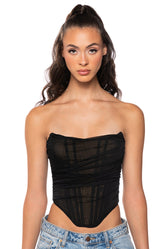 NEVER CONTROVERSIAL STRUCTURED MESH CORSET TOP