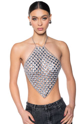 PRESSURE MAKES DIAMONDS HALTER NECK CHAIN TOP