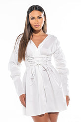 STICK WITH ME MINI DRESS WITH LACE UP