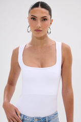 NEW STANDARD SQUARE NECK SLEEVELESS BODYSUIT IN WHITE