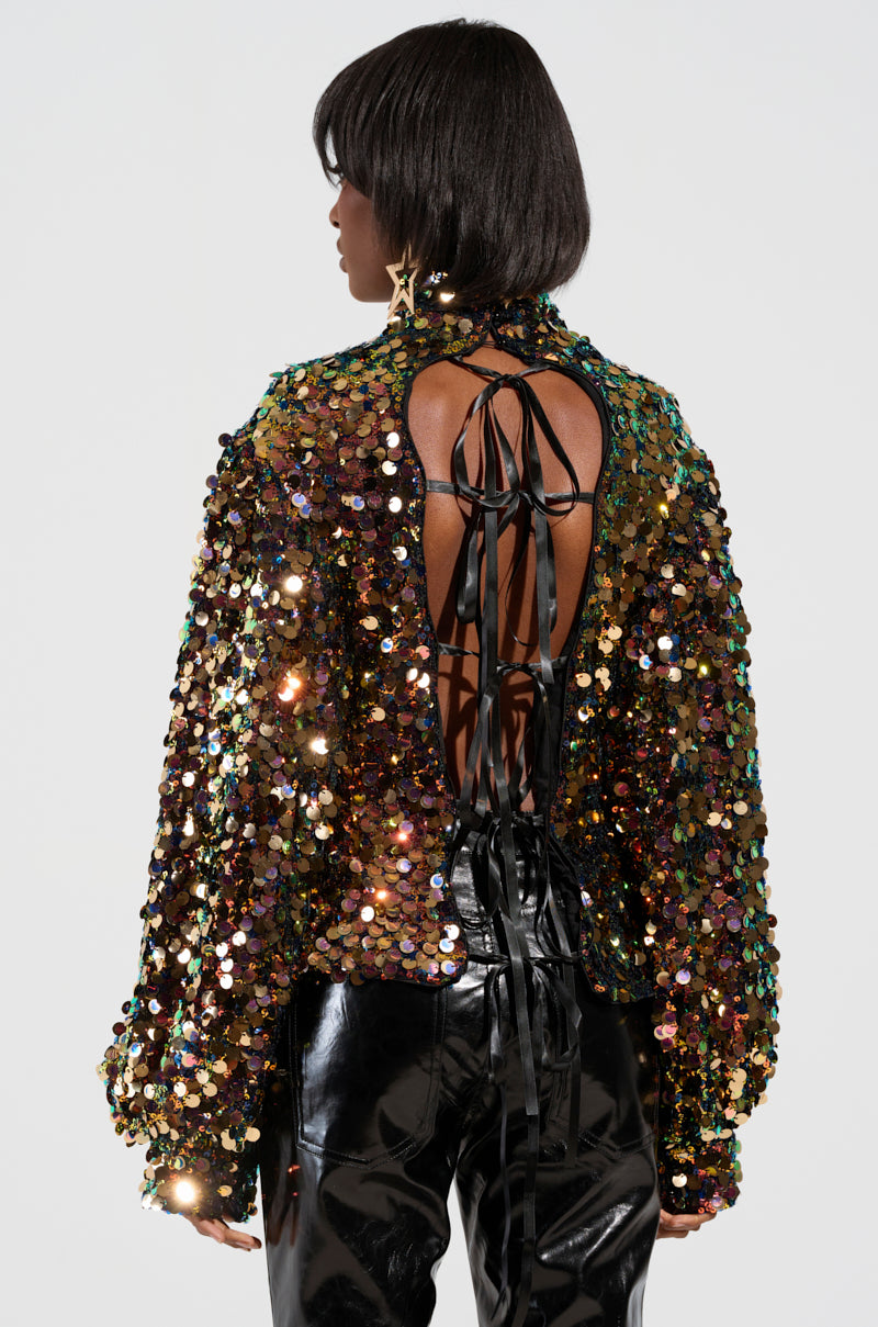 PARTY STARTER SEQUIN LONG SLEEVE BLOUSE