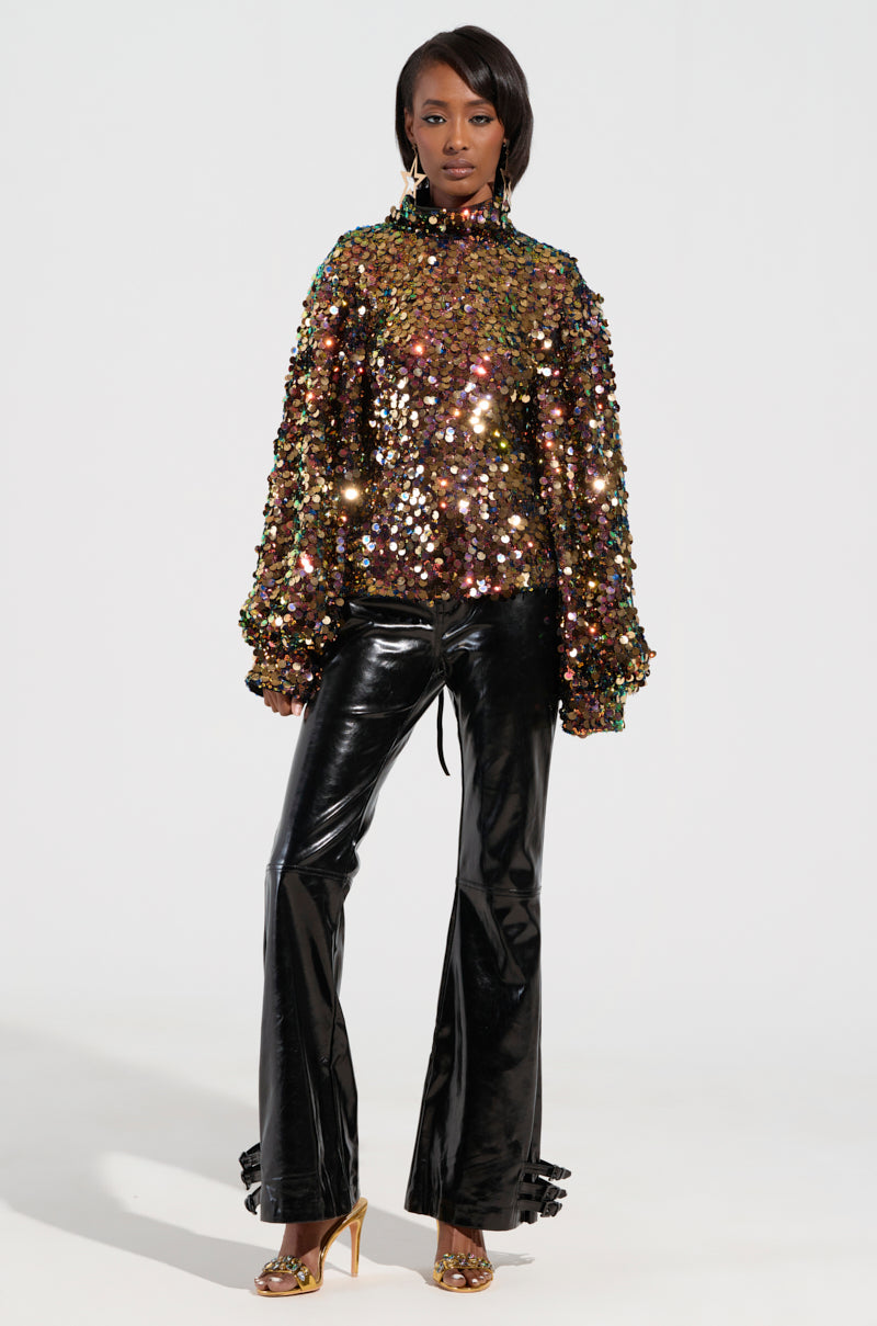 PARTY STARTER SEQUIN LONG SLEEVE BLOUSE