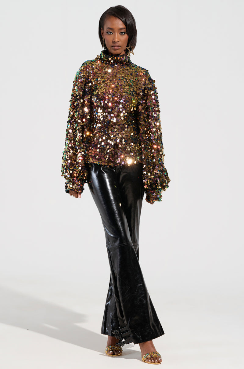 PARTY STARTER SEQUIN LONG SLEEVE BLOUSE