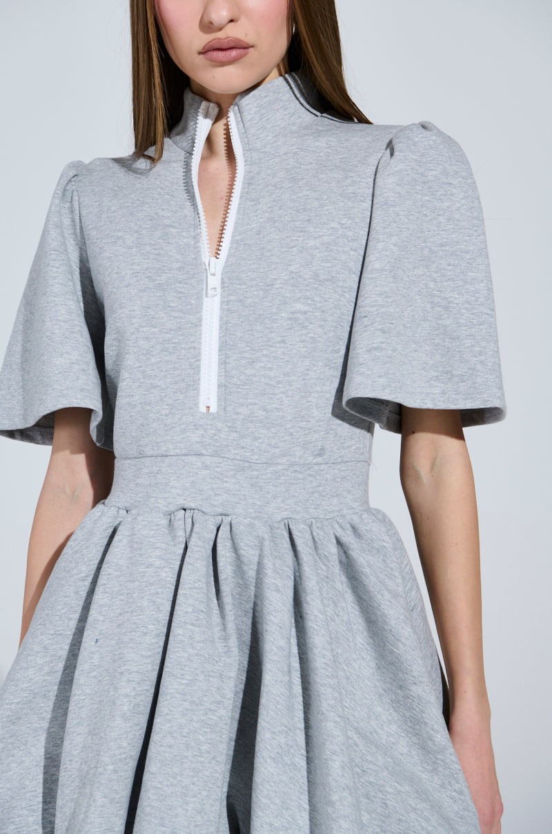 NAME OF THE GAME SHORT SLEEVE ZIPPERED MINI DRESS