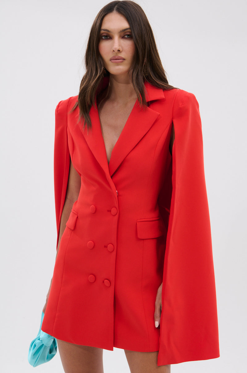 A LA MODE MINI BLAZER DRESS IN RED