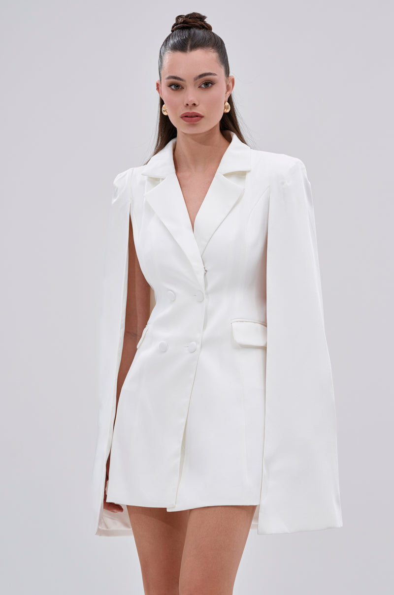 A LA MODE MINI BLAZER DRESS IN WHITE
