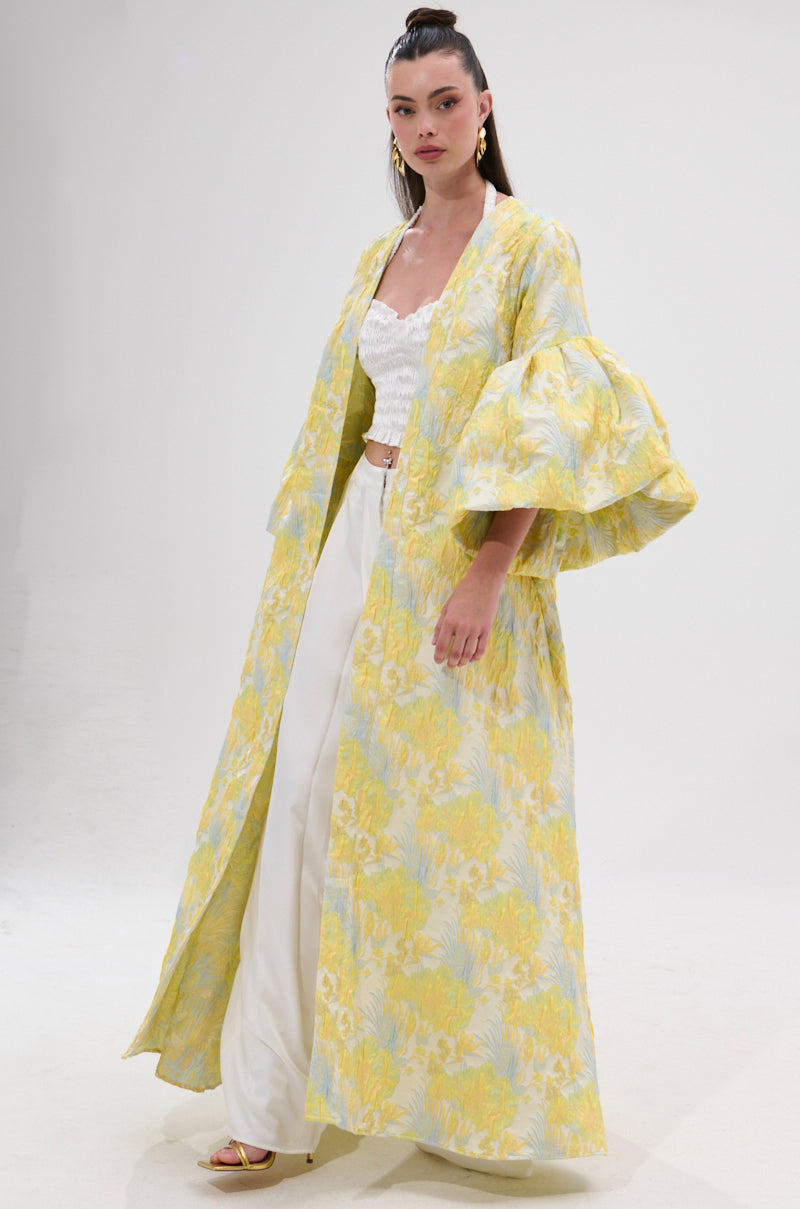 VENICE BROCADE PUFF SLEEVE DUSTER