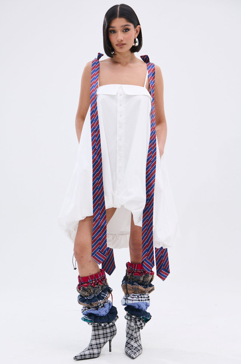 OFFICE SIREN POPLIN MINI DRESS