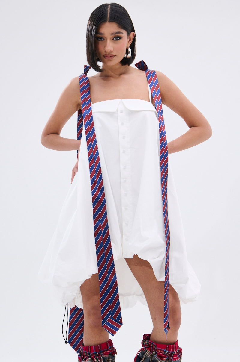 OFFICE SIREN POPLIN MINI DRESS