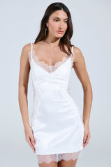 SHOW US WHAT YOU GOT SATIN MINI DRESS IN WHITE
